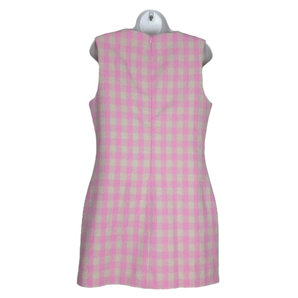 NWT Vero Moda Bonbon Pink Check Sleeveless Tweed Mini Dress Small - Picture 3 of 16